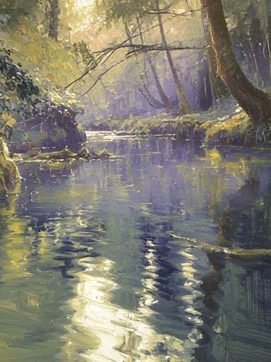 Misty Forest Stream Fine-Art Print. poster detail