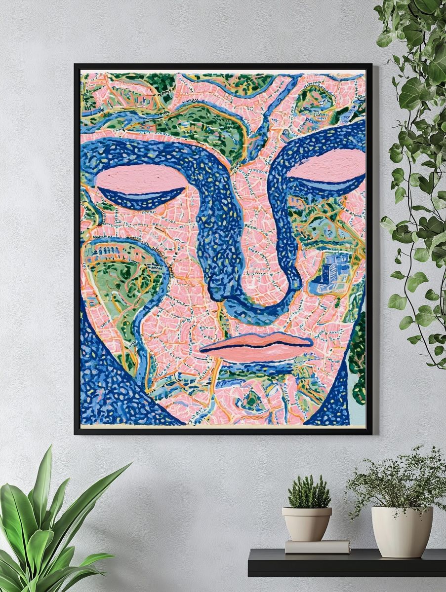 Abstract Face Contemporary Print. — room view 4