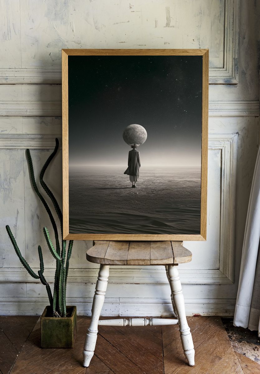 Moonlit Surreal Figure Poster. — room view 1