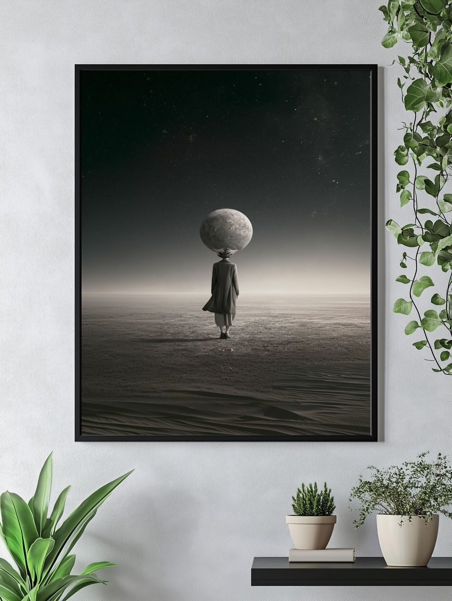 Moonlit Surreal Figure Poster. — room view 4