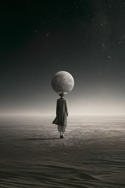 Moonlit Surreal Figure Poster. poster