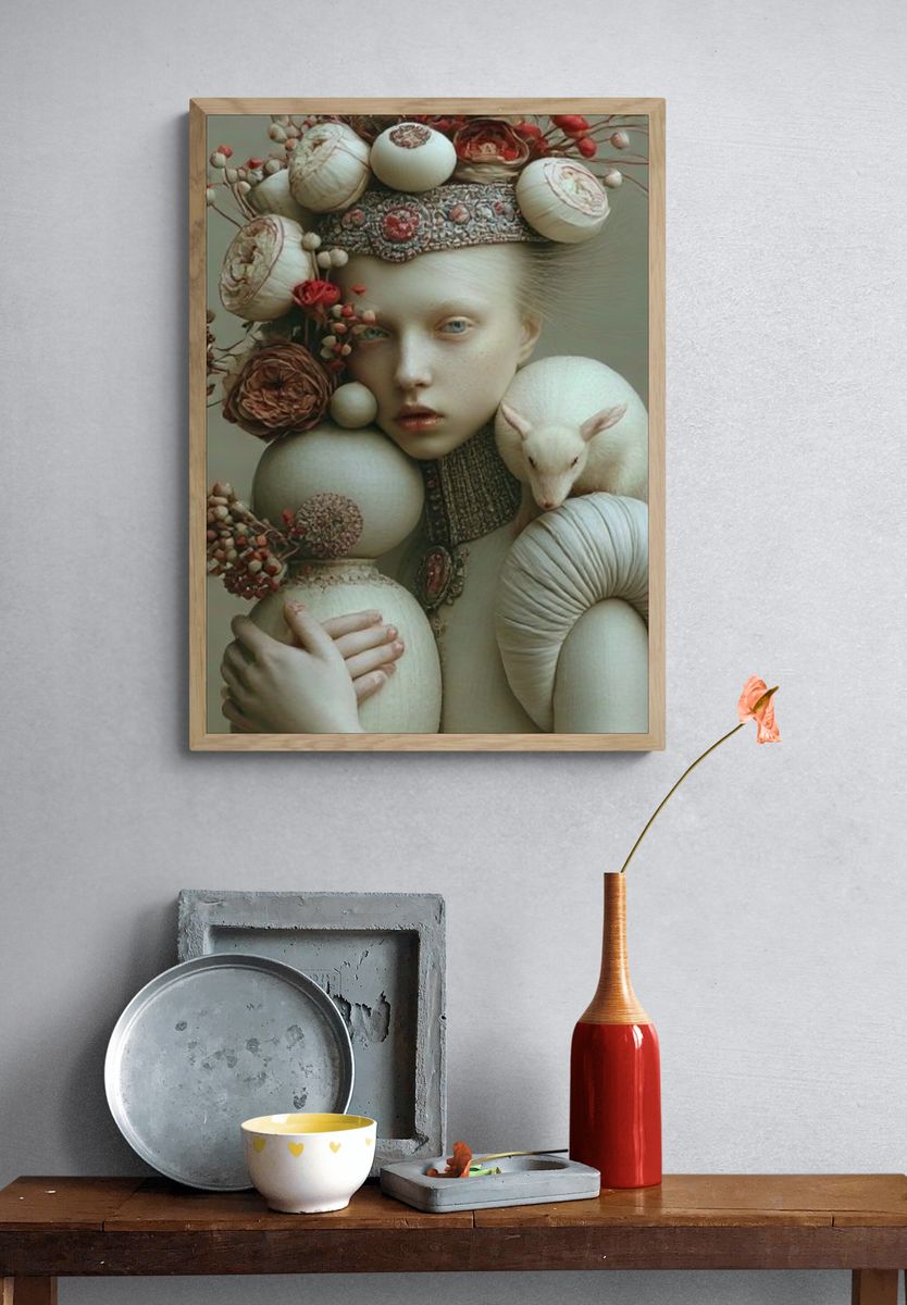 Surreal Floral Portrait Print. — room view 3