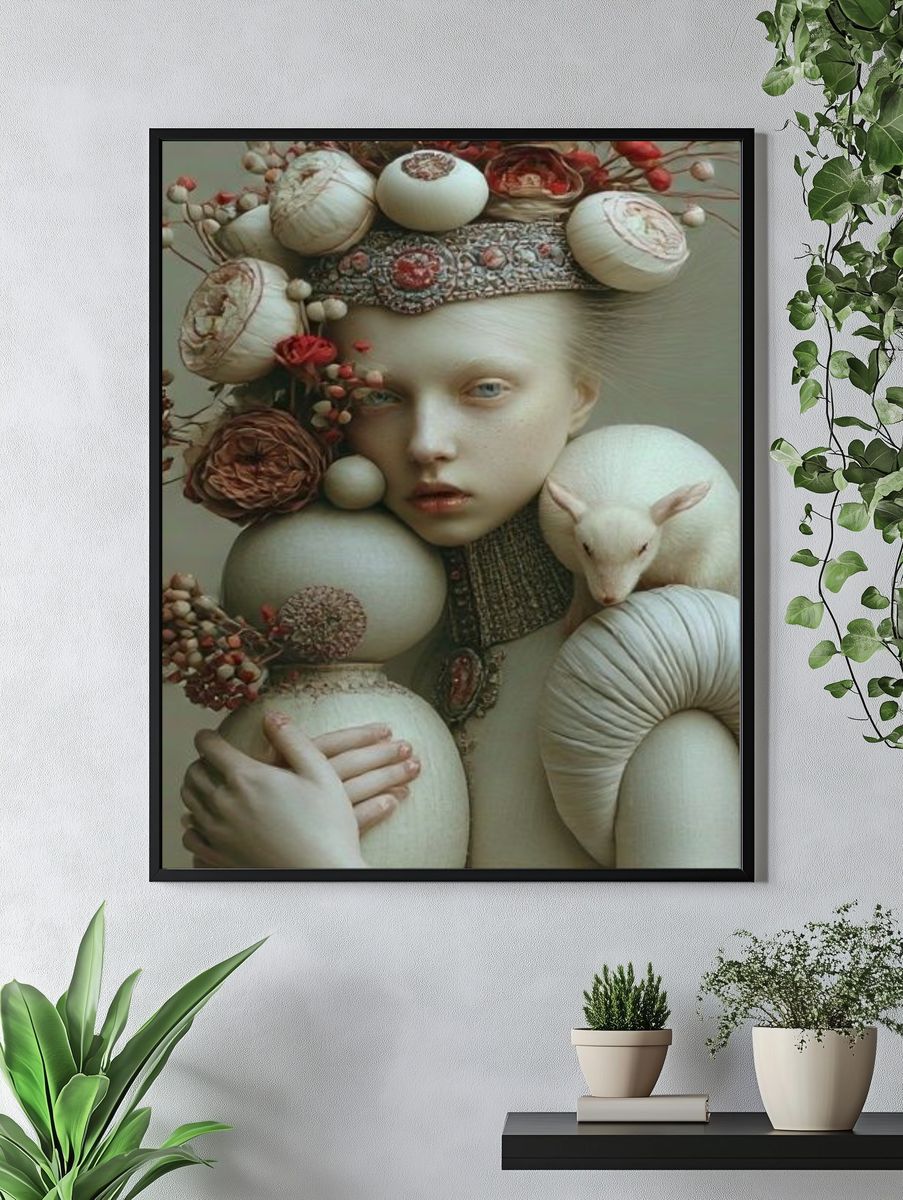 Surreal Floral Portrait Print. — room view 4