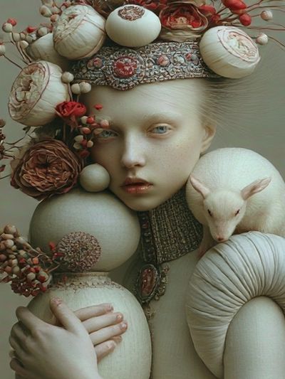 Surreal Floral Portrait Print.