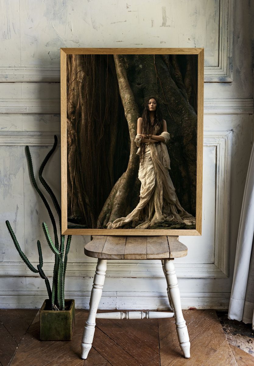 Forest Goddess Portrait Print. room preview