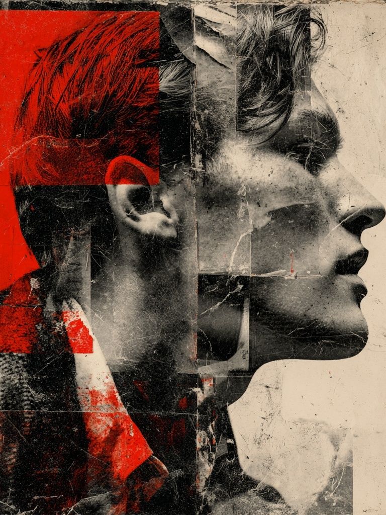 Red Profile Collage Print. poster detail