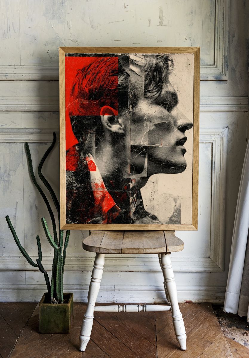 Red Profile Collage Print. room preview