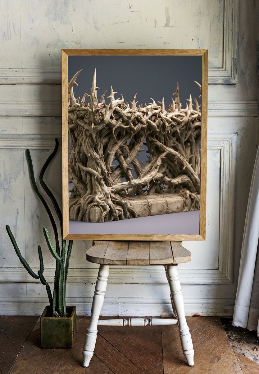 Twisted Driftwood Sculpture Print. — room view 1