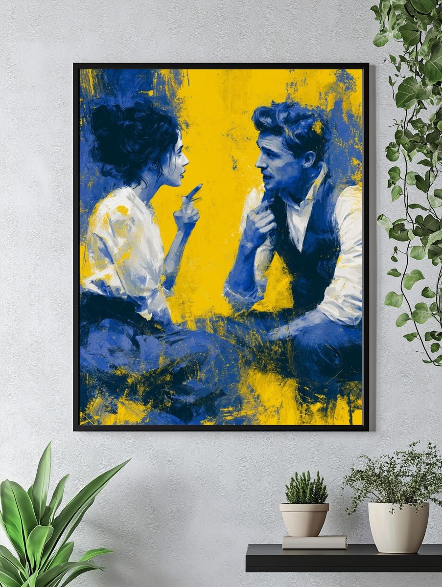 Blue Lovers on Yellow Poster. — room view 4