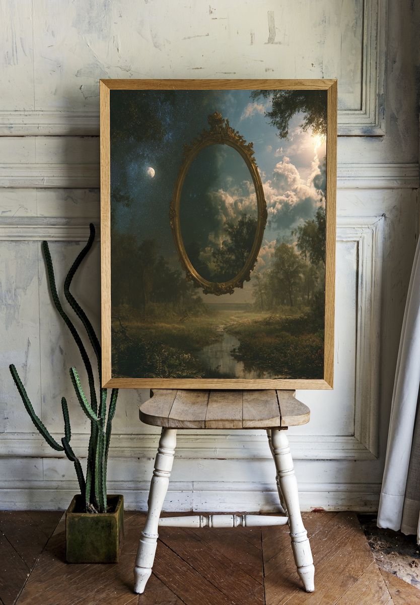 Surreal Forest Mirror Print. — room view 1