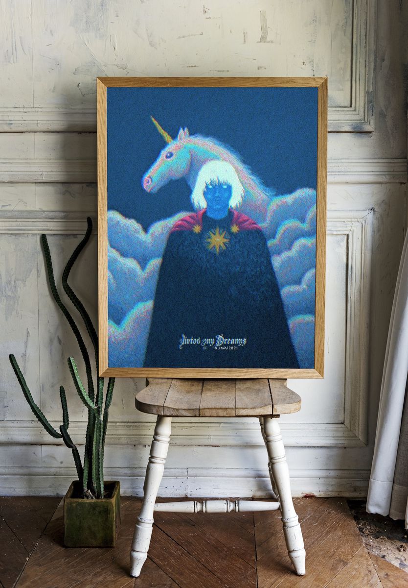 Unicorn Dreams Surrealism Poster. room preview