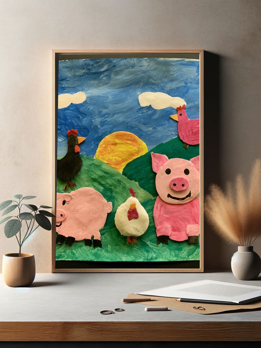 Farm Animals Sunset Poster. — room view 2