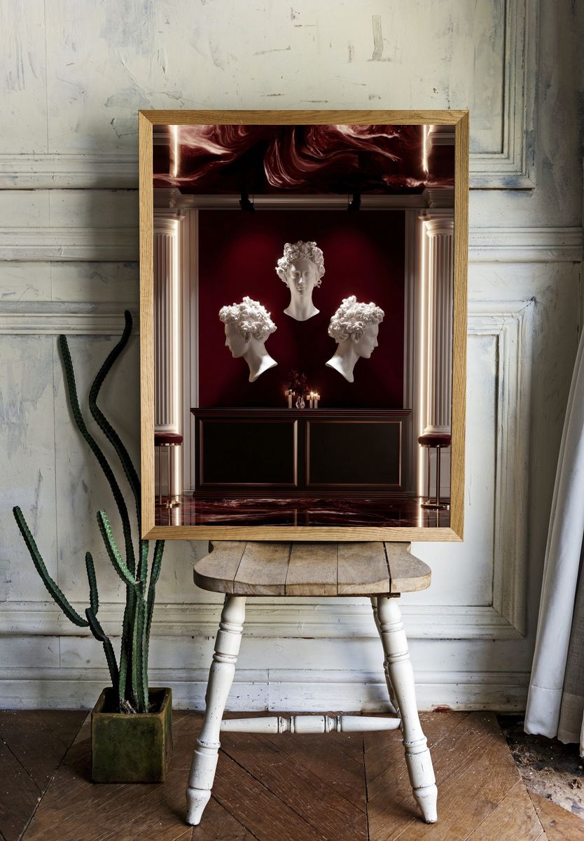 Classical Busts Surrealism Print. room preview