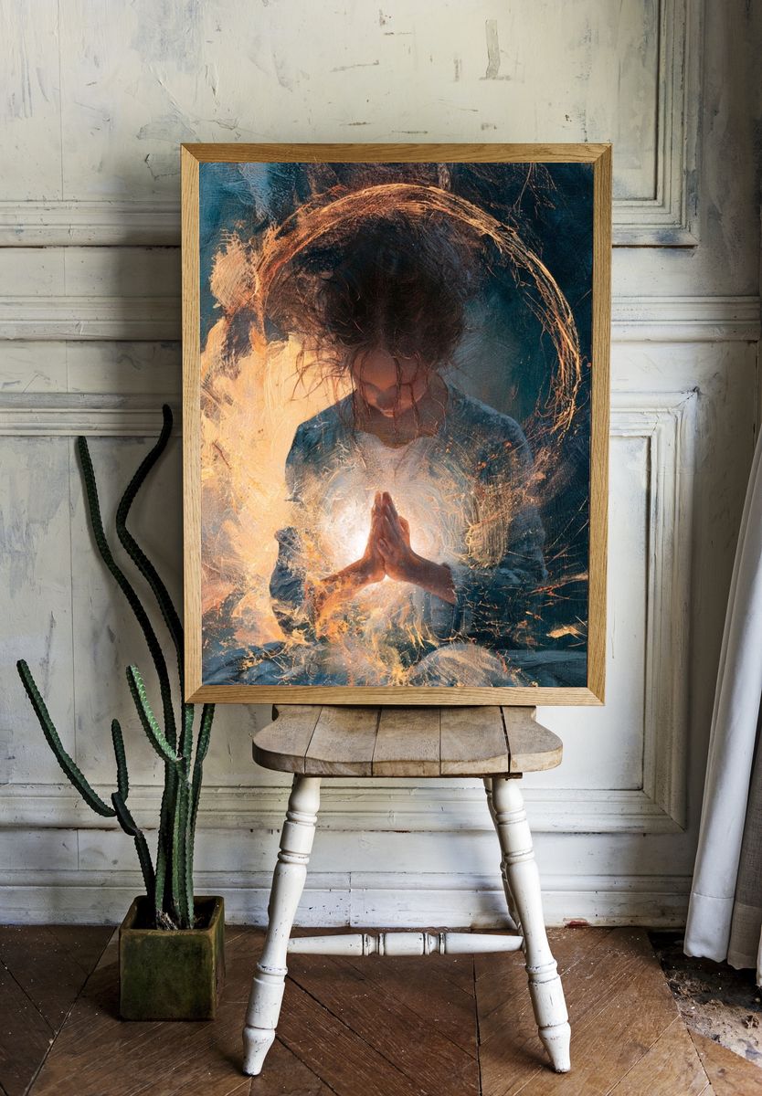 Meditative Light Figure Print. — room view 1