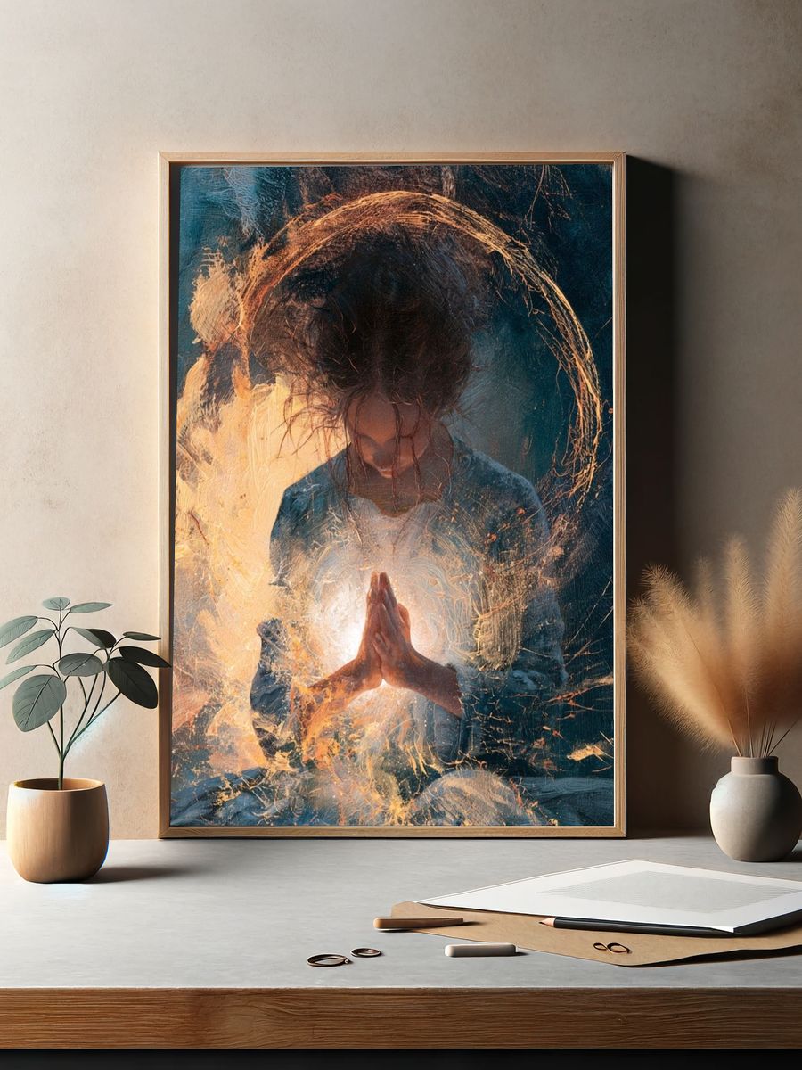 Meditative Light Figure Print. — room view 2