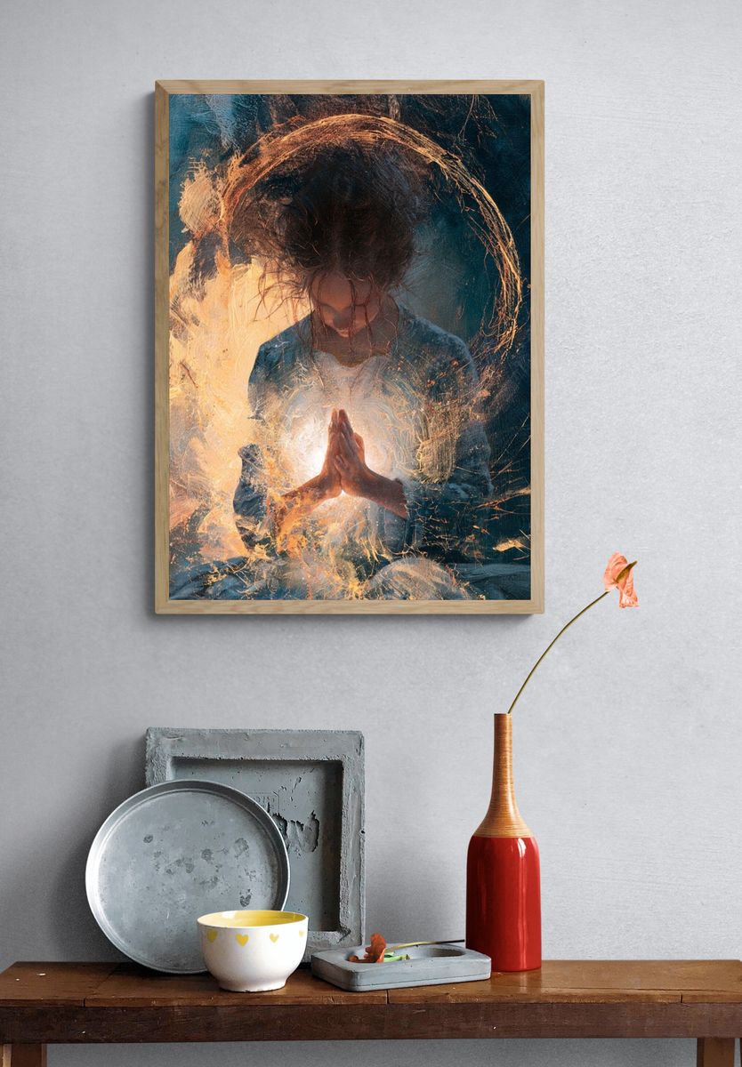 Meditative Light Figure Print. — room view 3