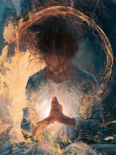 Meditative Light Figure Print.