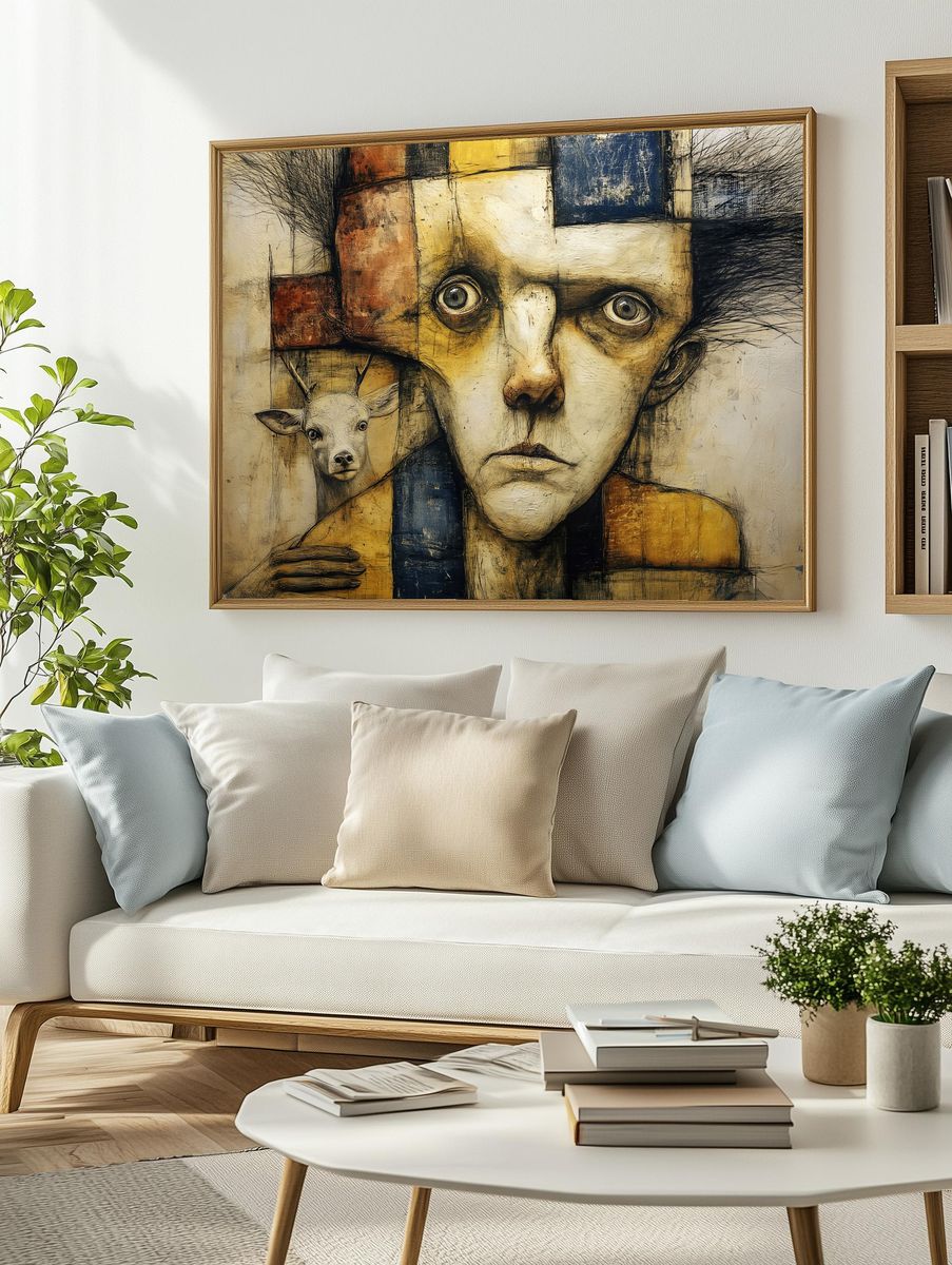 Surreal Deer Portrait Fine-Art Poster. — room view 2