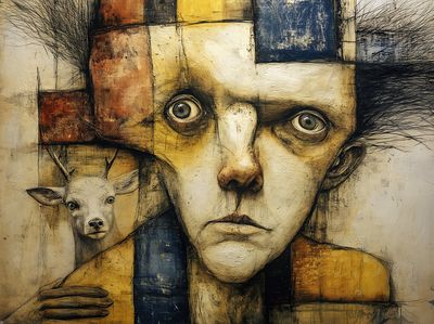 Surreal Deer Portrait Fine-Art Poster. poster print