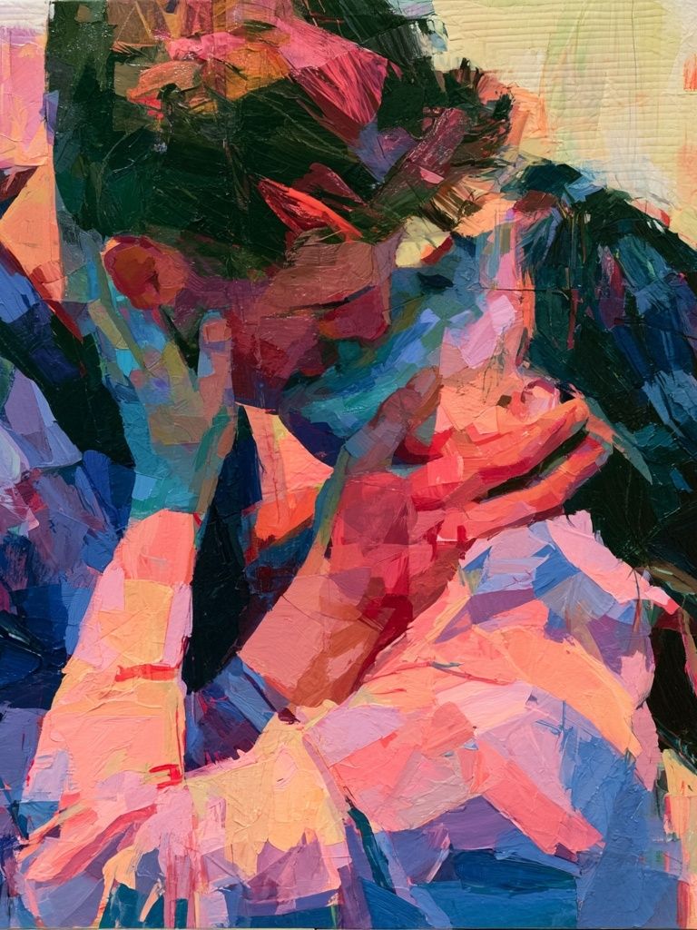 Abstract Couple Embrace Poster. poster detail