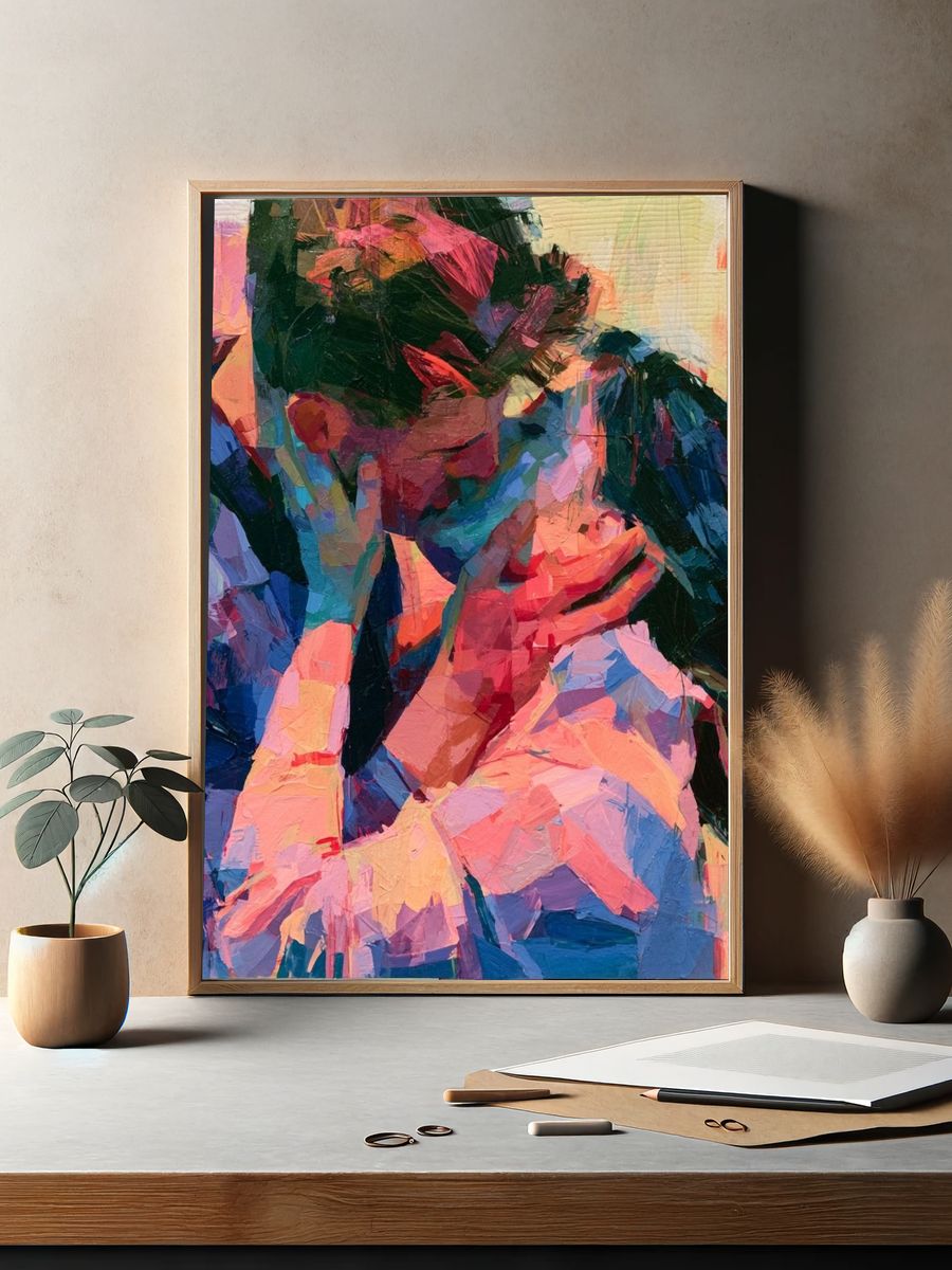 Abstract Couple Embrace Poster. — room view 2