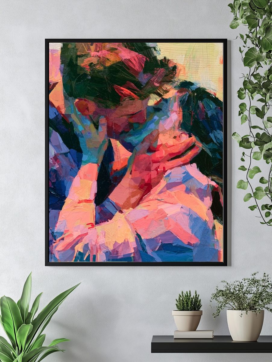 Abstract Couple Embrace Poster. — room view 4
