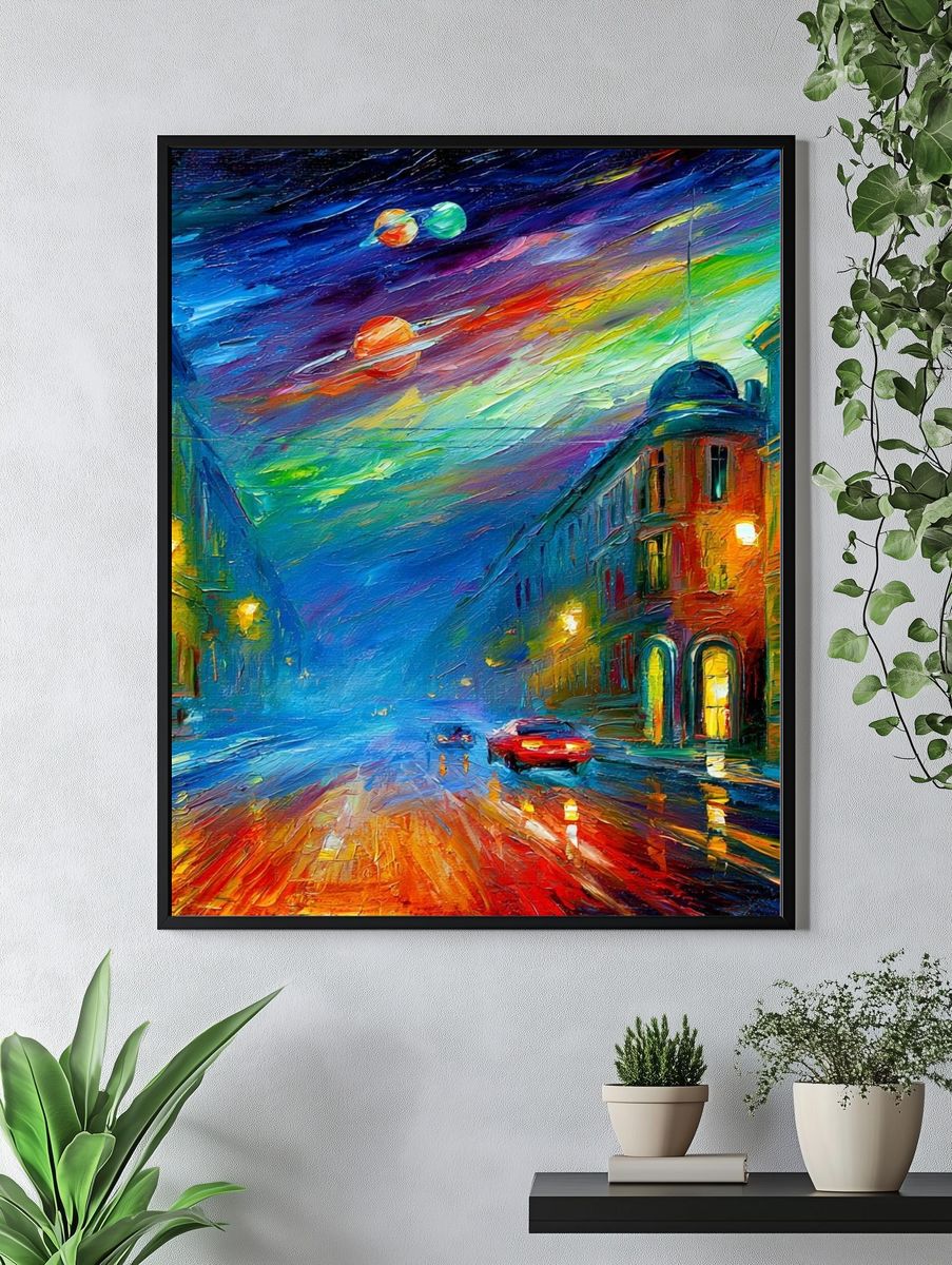 Neon City Street — Fine-Art Print. — room view 4