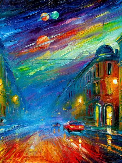 Neon City Street — Fine-Art Print. poster print