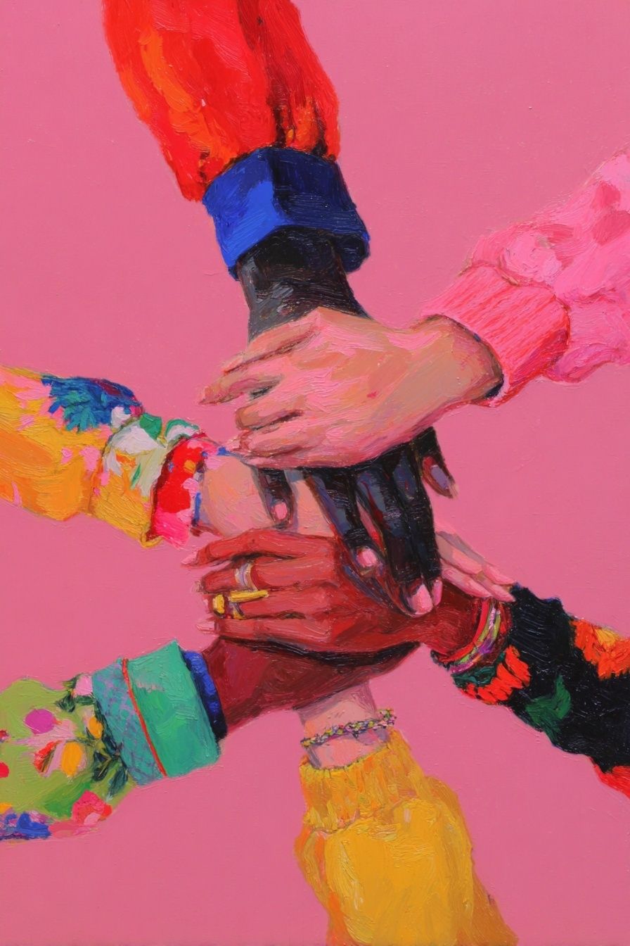 Hands Together Colorful Poster. poster — fine-art art