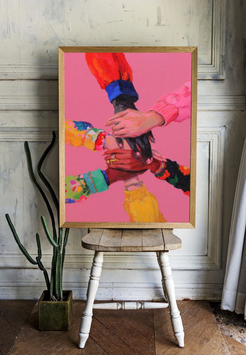 Hands Together Colorful Poster. room preview