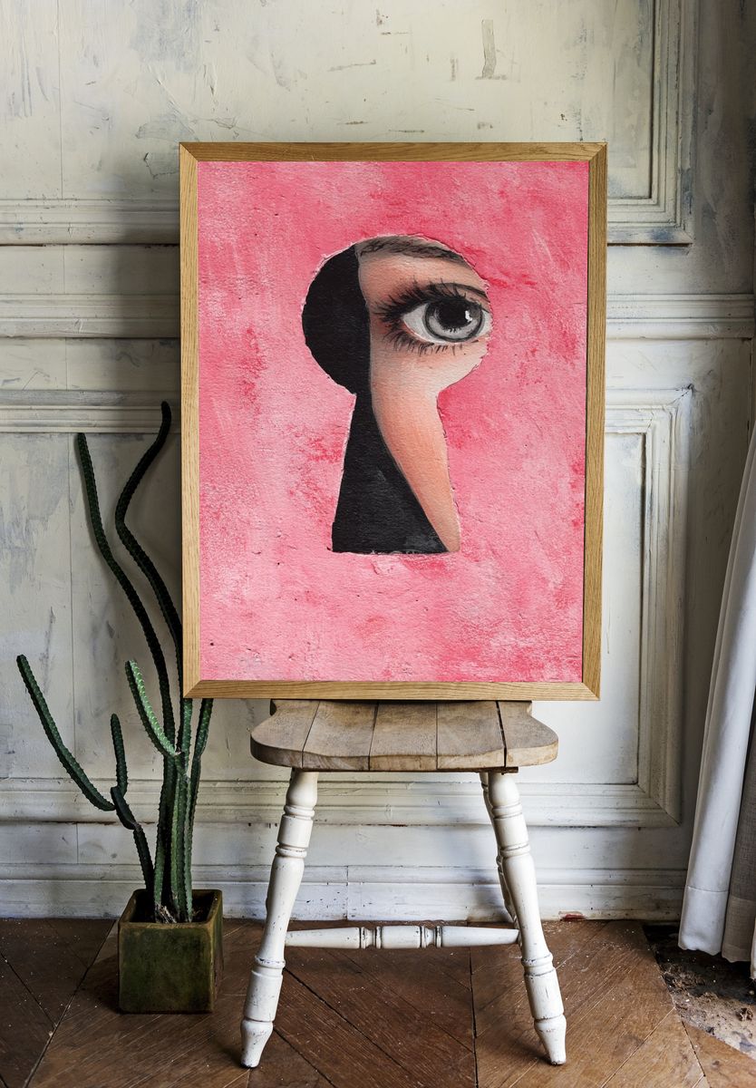Keyhole Eye Surrealism Print. — room view 1