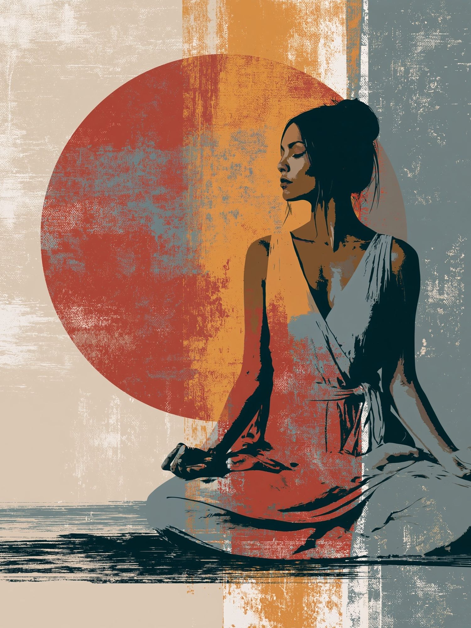 Meditative Woman Contemporary Print. poster — fine-art art
