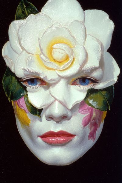 Floral Mask Portrait Print. poster print