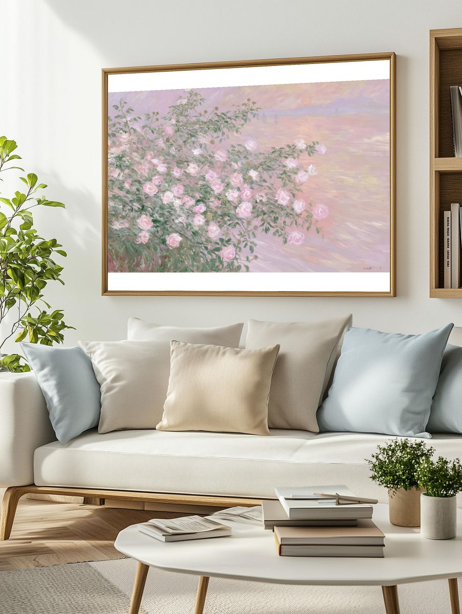 Pastel Rose Garden Print. — room view 2