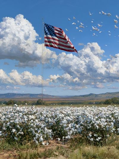 American Flag Field Landscape Print.