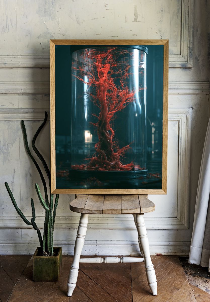 Crimson Specimen Surrealism Print. room preview