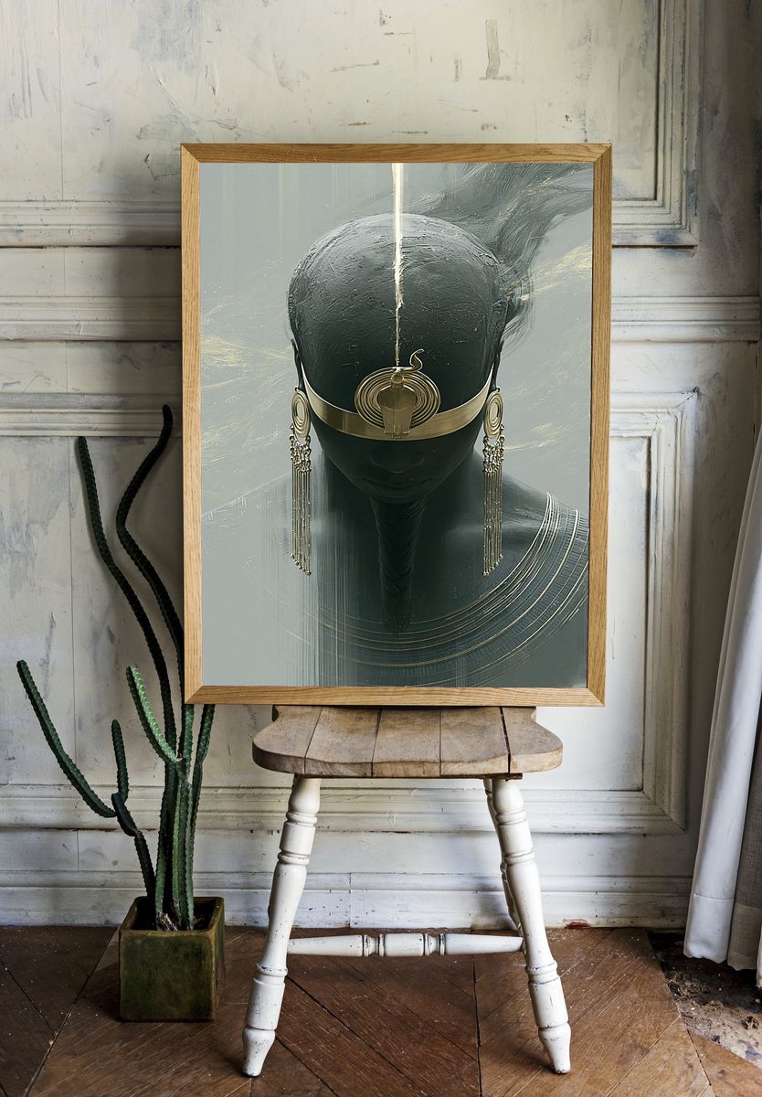 Gilded Abstract Figure Print. — room view 1