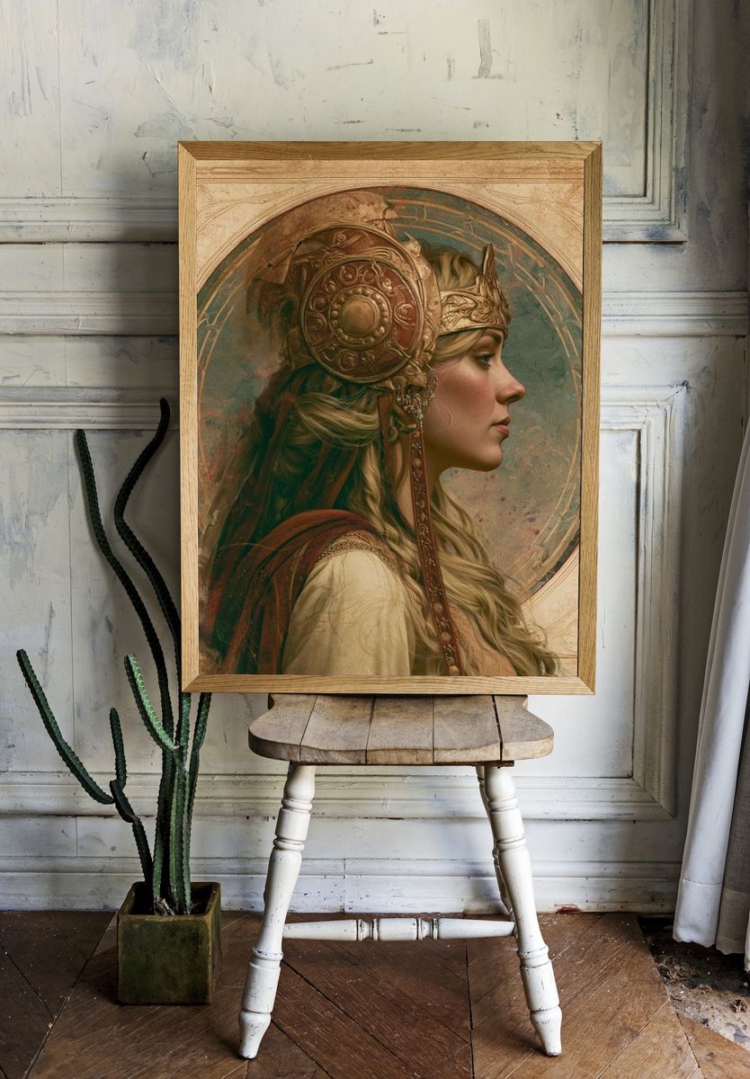 Crowned Warrior Portrait Print. — room view 1