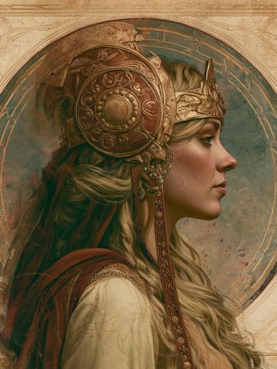Crowned Warrior Portrait Print.