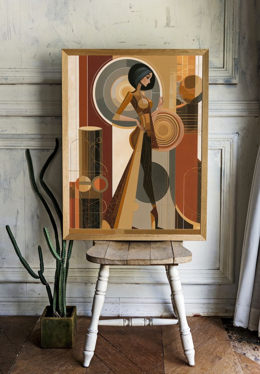Art Deco Woman Portrait Print. room preview