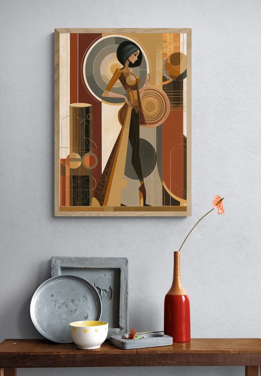 Art Deco Woman Portrait Print. — room view 3