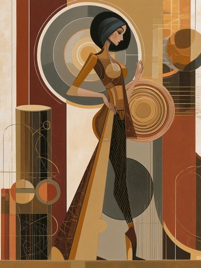 Art Deco Woman Portrait Print.