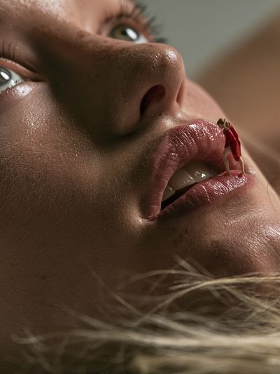 Surreal Lip Figure Photography Poster. poster
