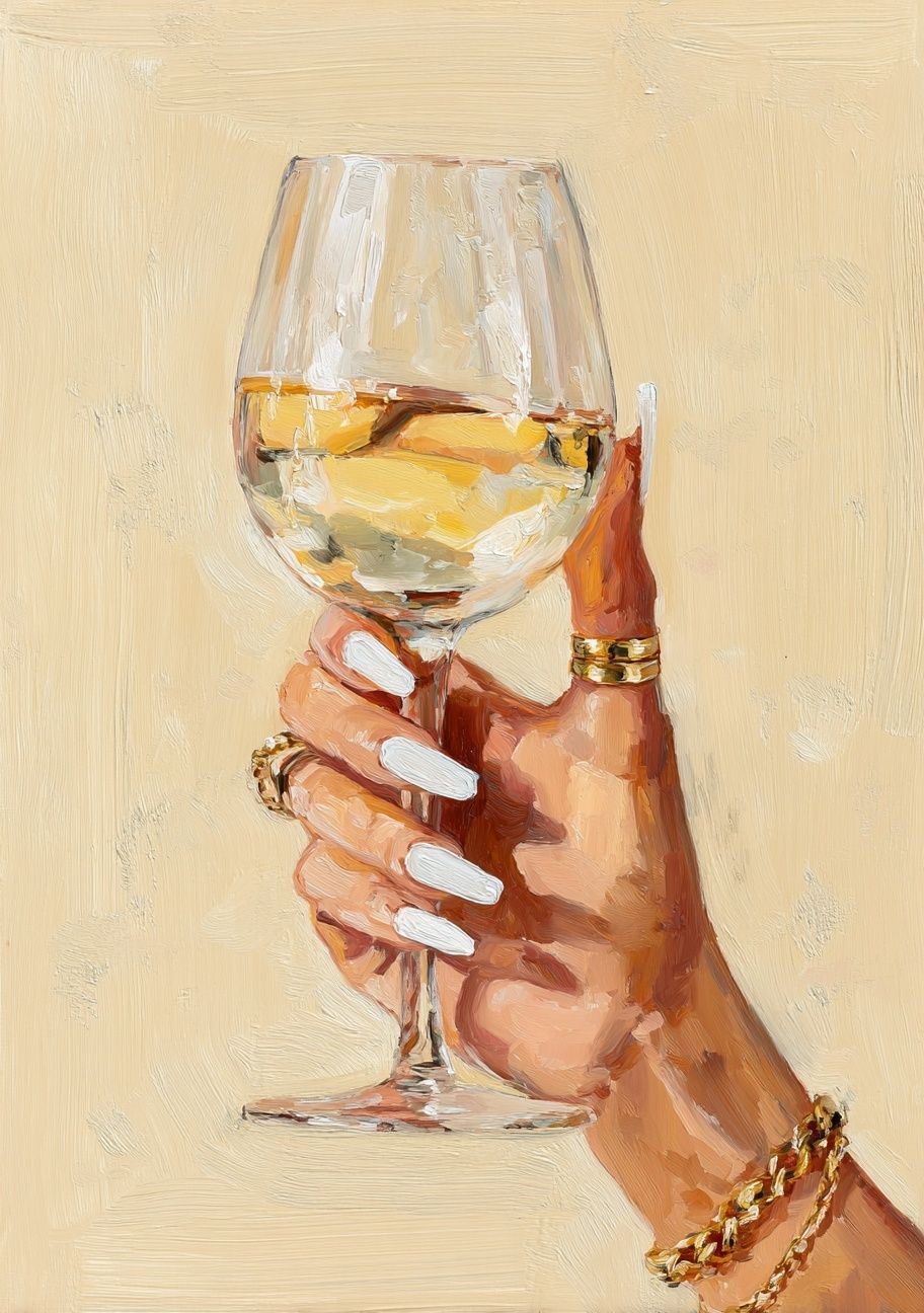 Wine Glass Hand Illustration Print. poster — fine-art art