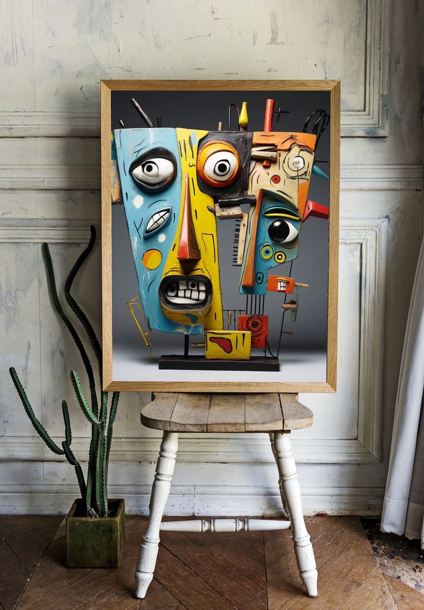 Surreal Mask Sculpture Print. — room view 1