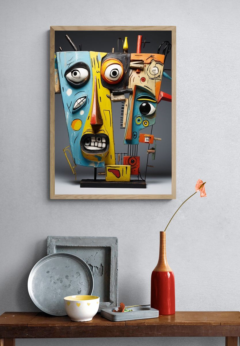 Surreal Mask Sculpture Print. — room view 3