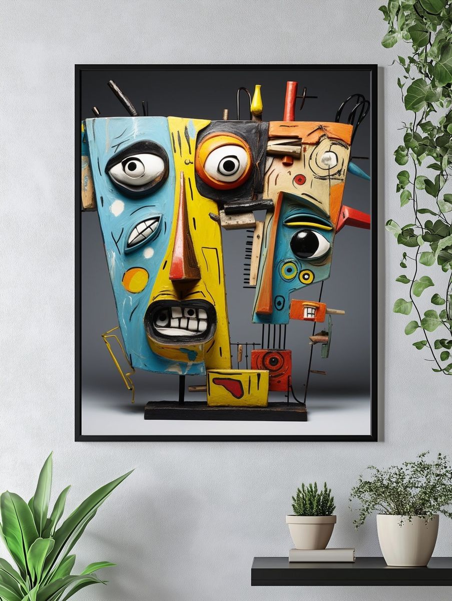 Surreal Mask Sculpture Print. — room view 4