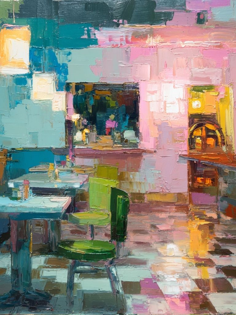 Colorful Cafe Interior — Fine-Art Print. poster detail