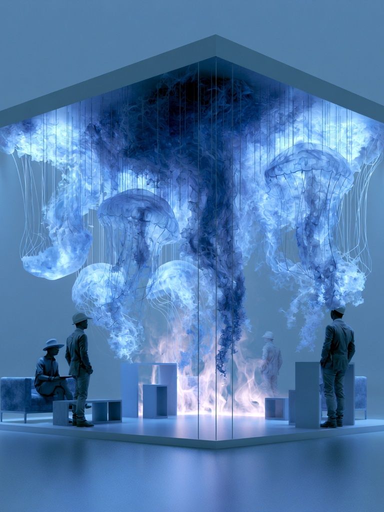 Blue Surreal Installation Poster. poster detail