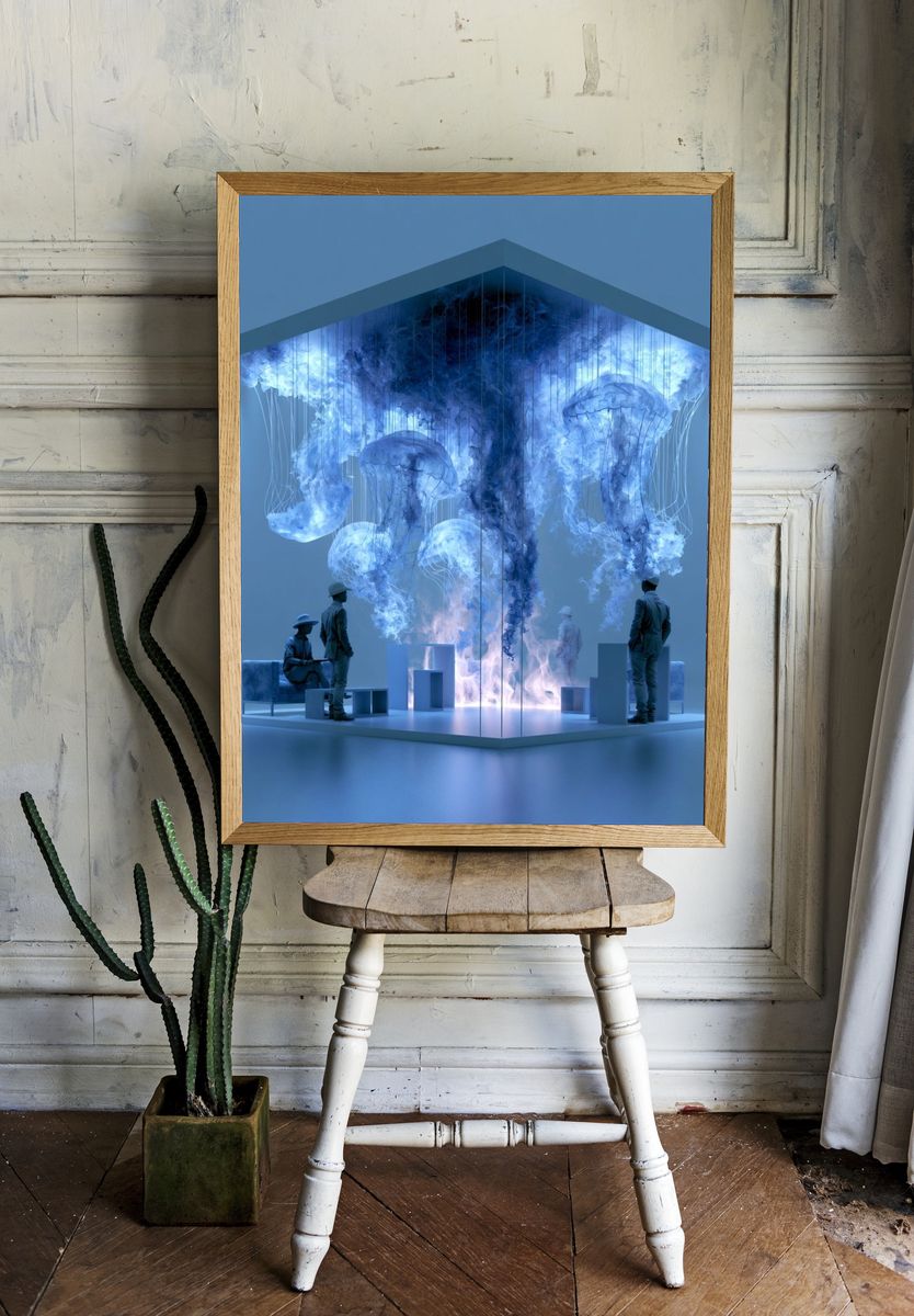 Blue Surreal Installation Poster. room preview